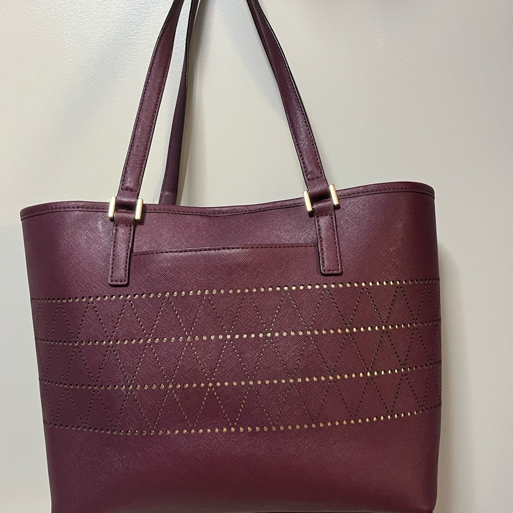 Michael Kors Plum Tote with Gold Accents - Picture 4 of 9